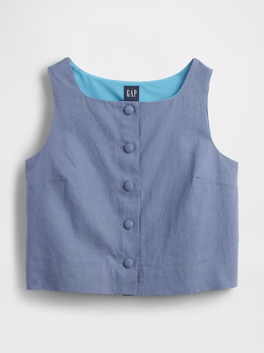 GAP Linen-Blend Button-Front Shell Top